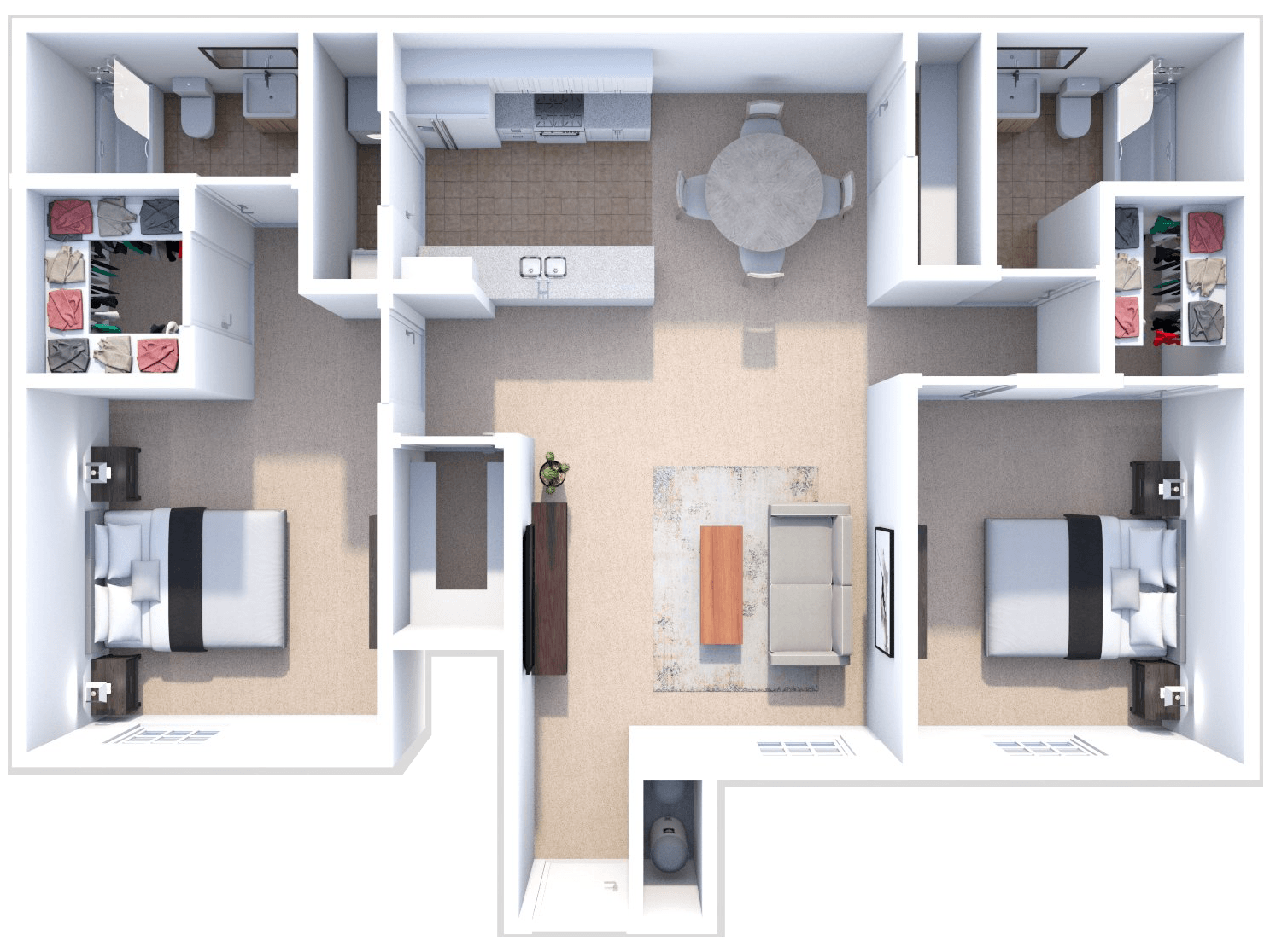 2 bed 2 bath floor plan
